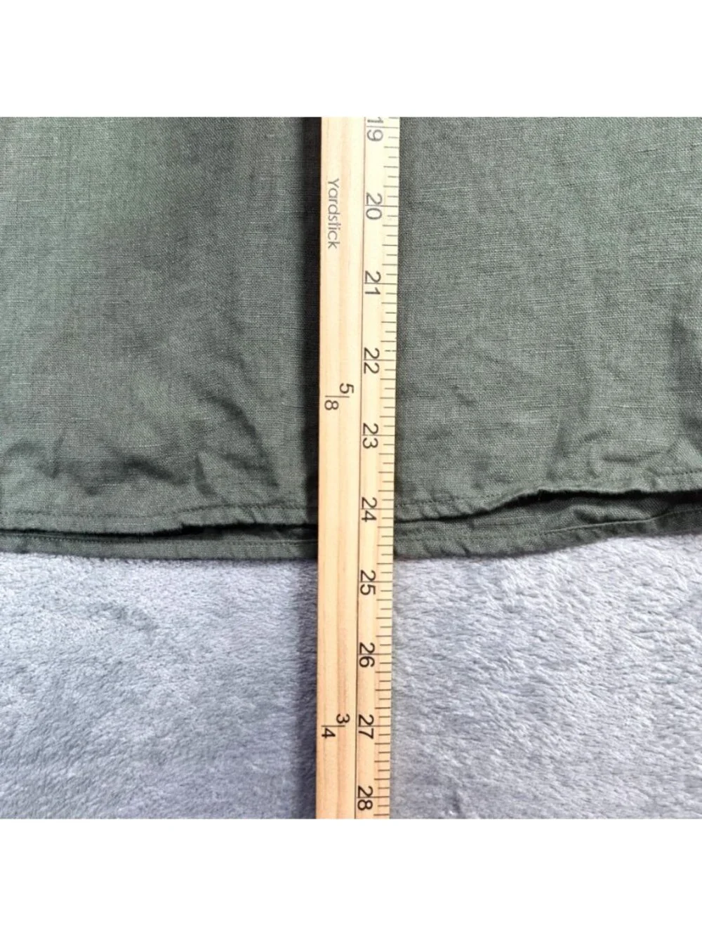 J Crew Top Small Green Linen Smocked Puff Sleeve Preppy Ruffle Trim Beach Blouse